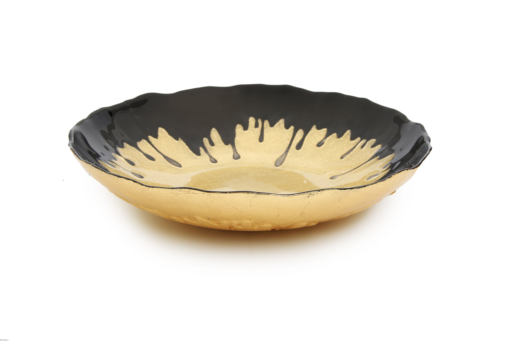 Black Dipped Gold Salad Bowl