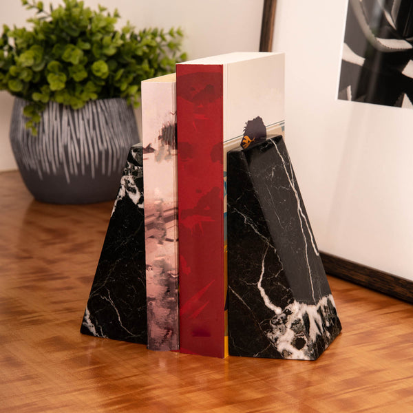 Black Marble Wedge Bookend