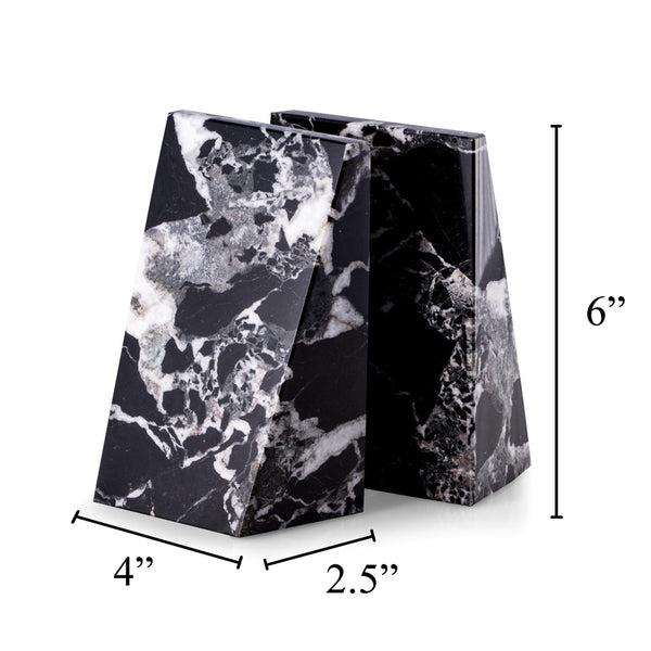 Black Marble Wedge Bookend