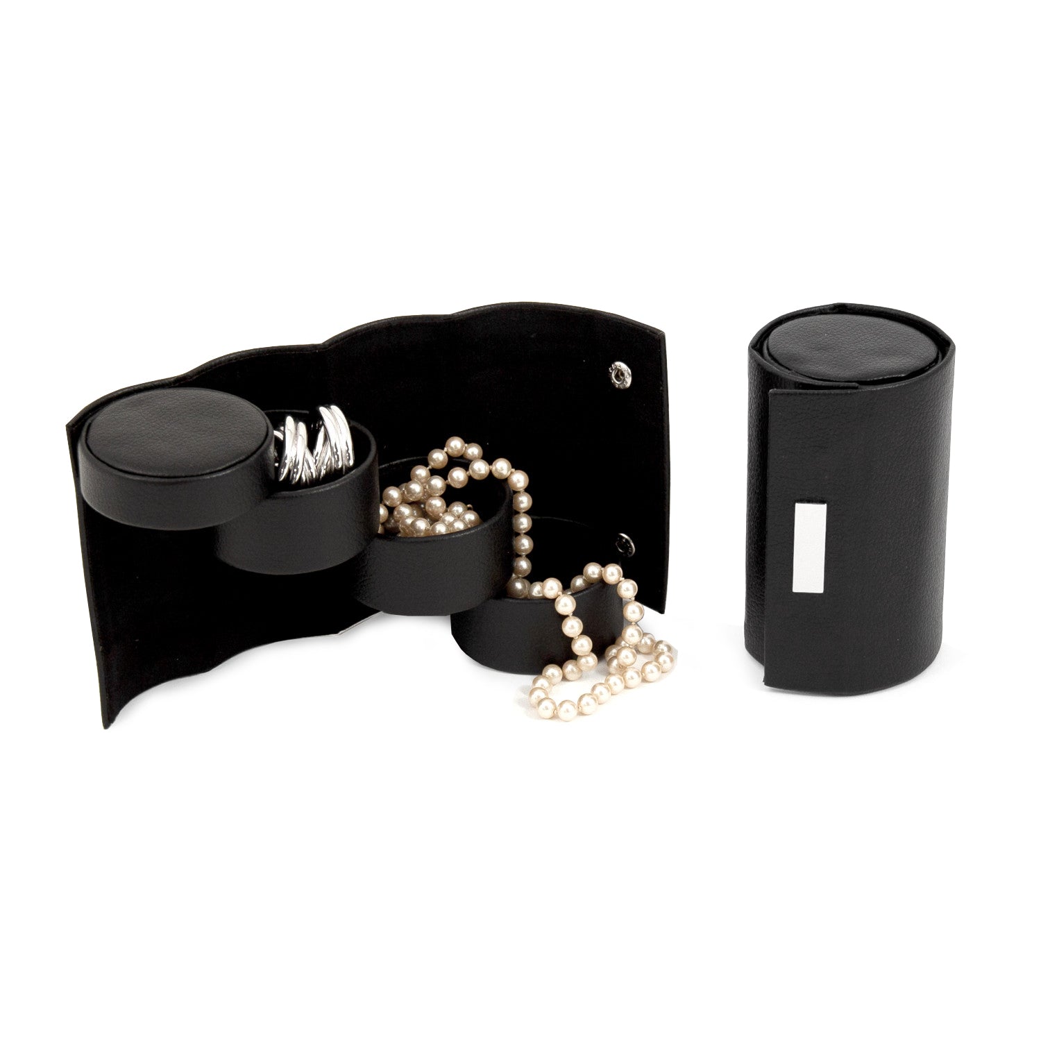 Black Leatherette Jewelry Roll