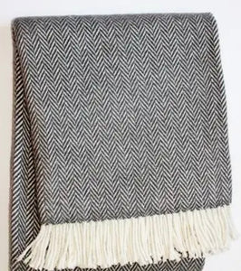 Herringbone Plush Throw- Dark Grey