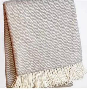 Herringbone Plush Throw- Grey