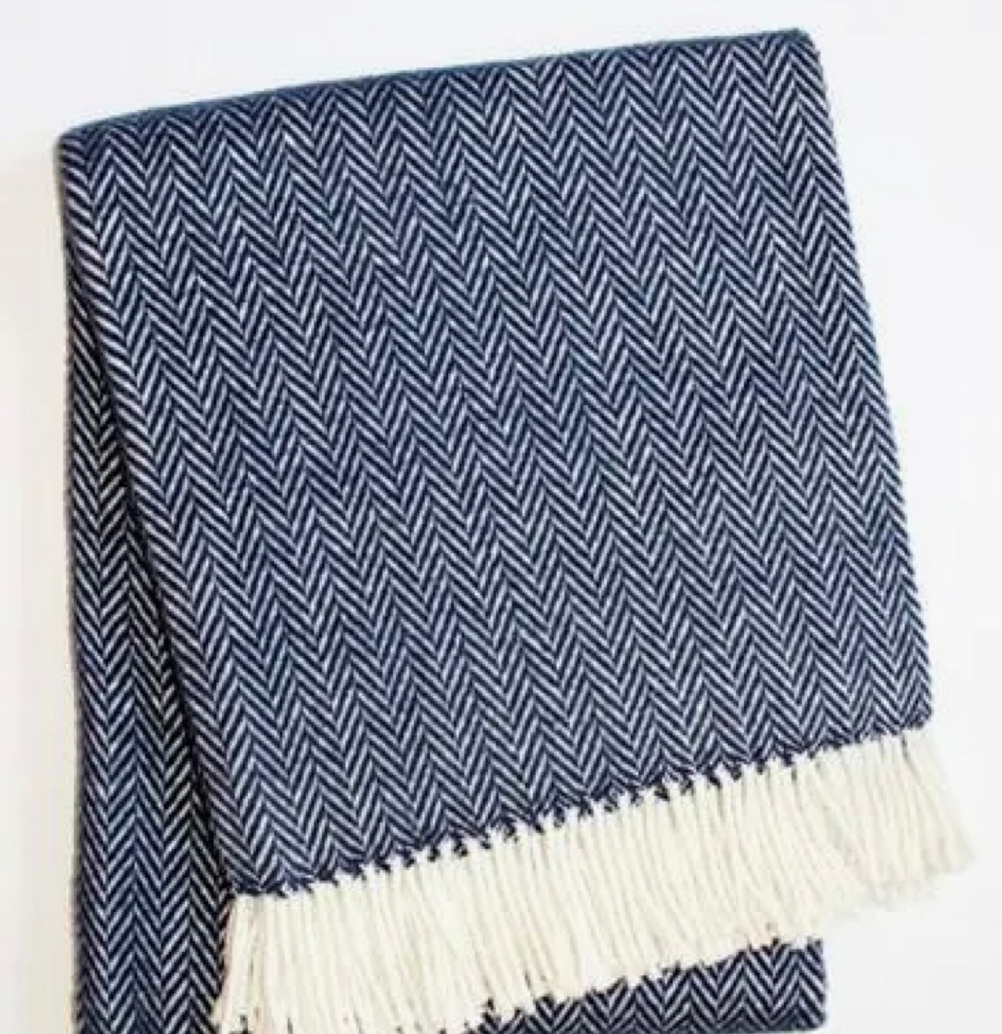 Herringbone Plush Throw- Navy