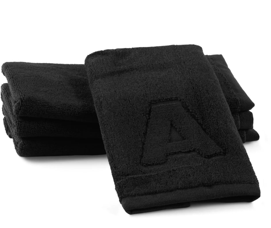 Initial Embossed Finger Towel- Black