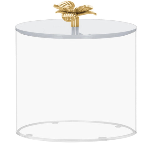 Lucite Cookie Jar with Gold flower Lid-small