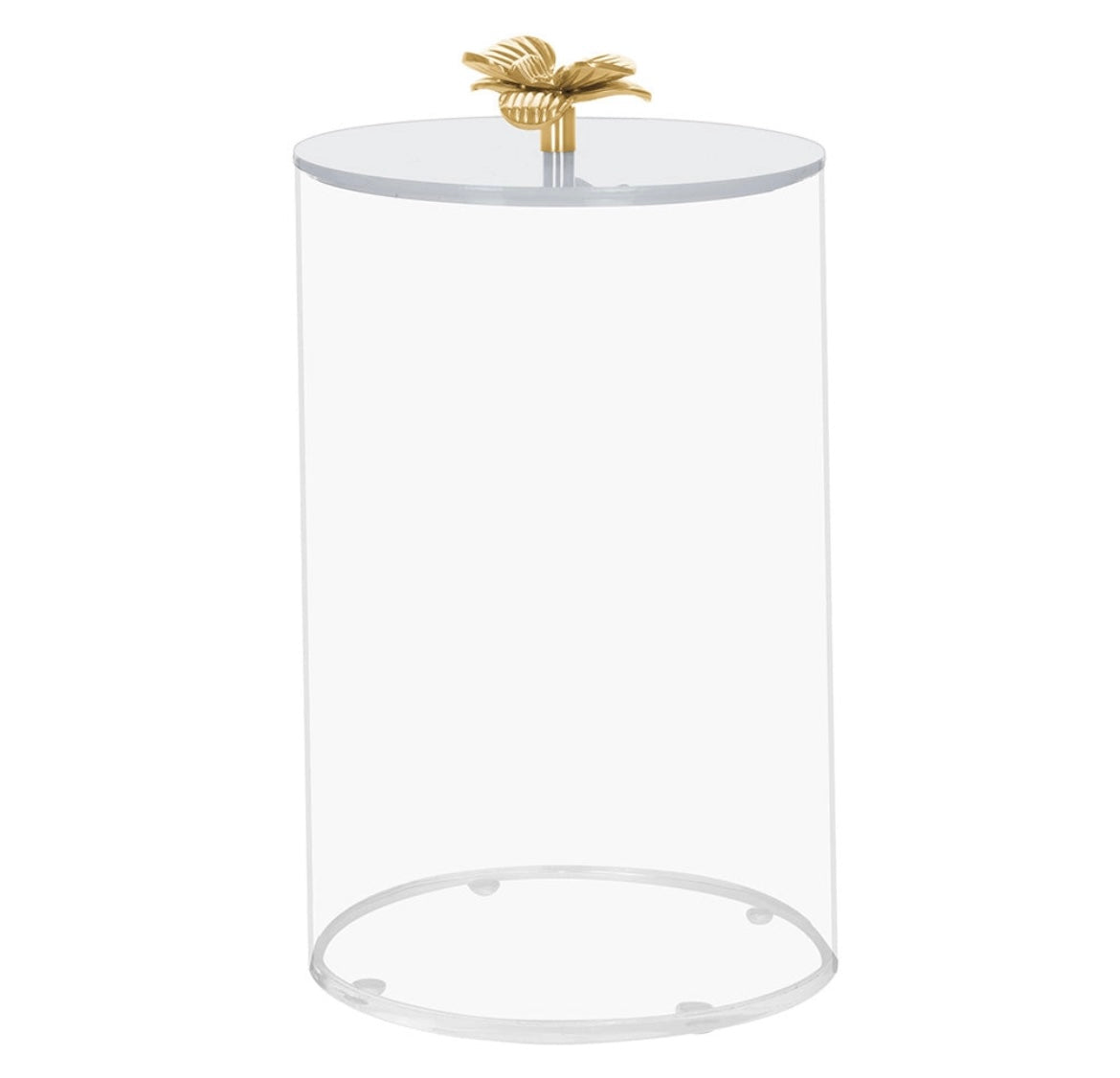 Lucite Cookie Jar with Gold Flower- large