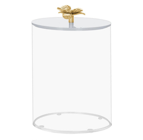 Lucite Cookie Jar with Gold Flower - medium