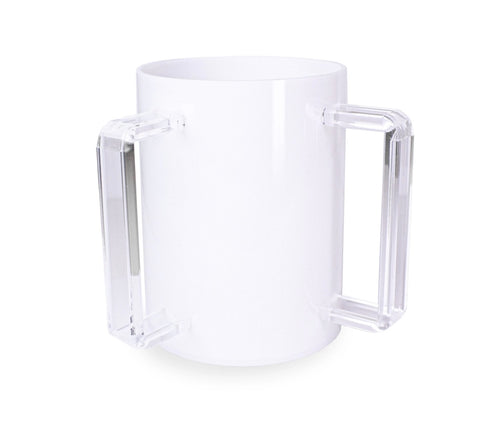 White Acrylic Washing Cup with Clear Handles