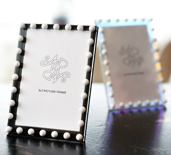 Iridescent/White Beaded Picture Frame