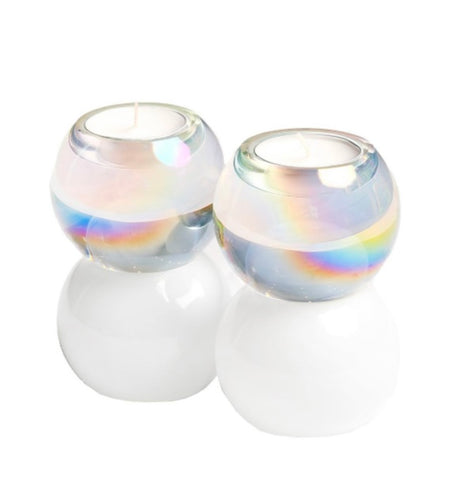 Two Tone Ball Crystal Tea Light Holders