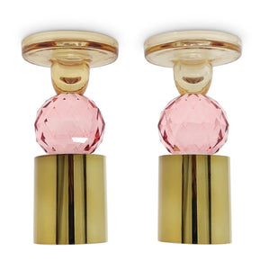 Pink Crystal Candlesticks- set of 2