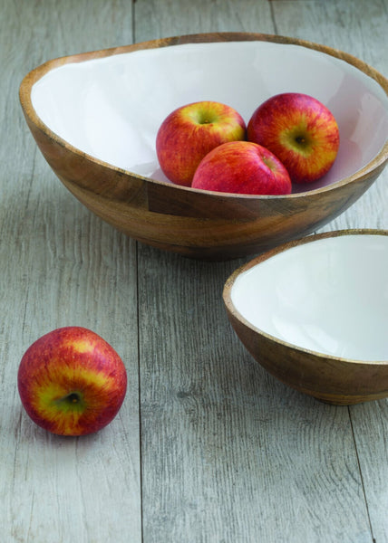 Large Wood and Enamel Bowl