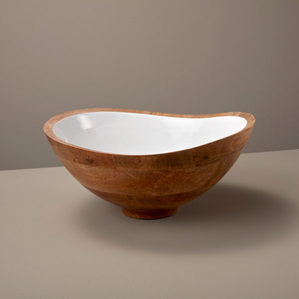 Large Wood and Enamel Bowl