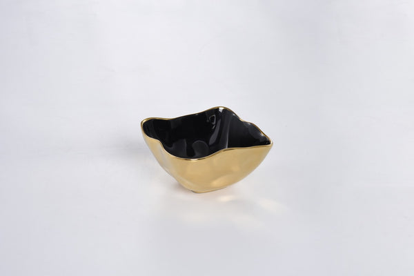 Black and Gold Square Snack Bowl