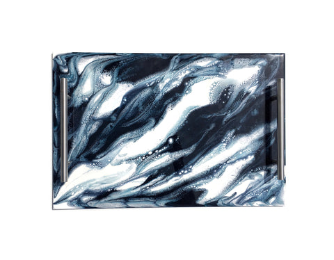 Navy, White, Metallic Lucite Tray