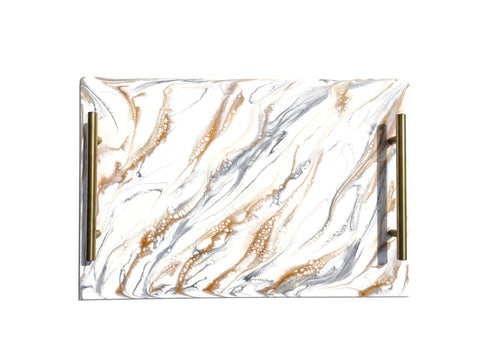 White, Grey, Gold Lucite Tray