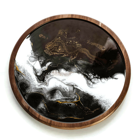 Acacia Lazy Susan- Black, White, and Gold