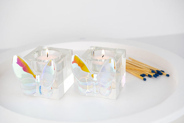 Crystal Butterfly Tea Light Holders - Multiple Colors