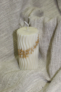 Spiral and Metallic Havdalah Candle- White and Gold