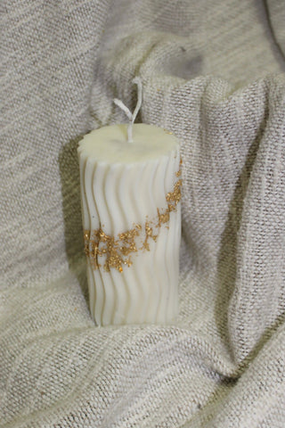 Spiral and Metallic Havdalah Candle- White and Gold