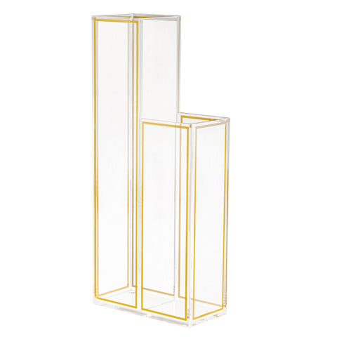 Double Outline Vase- Clear and Gold